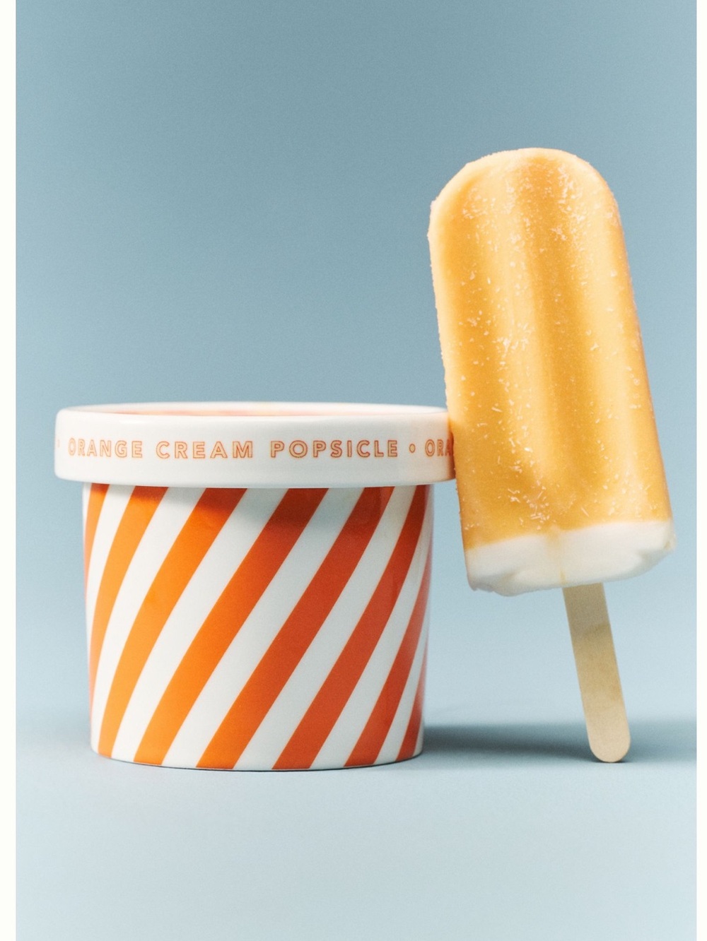 Anthropologie Ceramic Candle Ice Cream Gourmand Orange Cream Popsicle Pint New